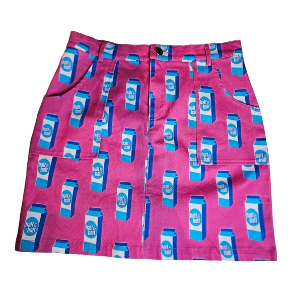 Hayley Elsaesser Novelty Half & Half Bright Pink and Blue Miniskirt Size Large - Picture 10 of 10
